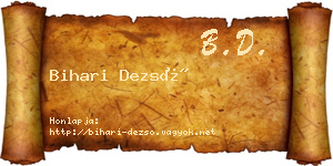 Bihari Dezső névjegykártya